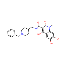 Cn1c(=O)c(C(=O)NCC2CCN(Cc3ccccc3)CC2)c(O)c2cc(O)c(O)cc21 ZINC000169312696