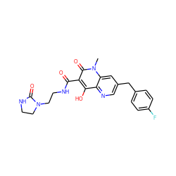 Cn1c(=O)c(C(=O)NCCN2CCNC2=O)c(O)c2ncc(Cc3ccc(F)cc3)cc21 ZINC000103100957