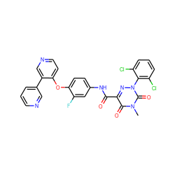 Cn1c(=O)c(C(=O)Nc2ccc(Oc3ccncc3-c3cccnc3)c(F)c2)nn(-c2c(Cl)cccc2Cl)c1=O ZINC001772580144