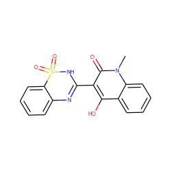 Cn1c(=O)c(C2=Nc3ccccc3S(=O)(=O)N2)c(O)c2ccccc21 ZINC000100504344