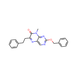 Cn1c(=O)c(CCc2ccccc2)nc2cnc(OCc3ccccc3)nc21 ZINC000004238580