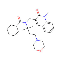 Cn1c(=O)c(CN(C(=O)C2CCCCC2)C(C)(C)CCN2CCOCC2)cc2ccccc21 ZINC000058506496