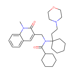 Cn1c(=O)c(CN(C(=O)C2CCCCC2)C2(CCN3CCOCC3)CCCCC2)cc2ccccc21 ZINC000058506161