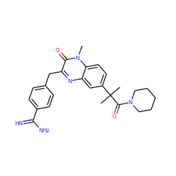 Cn1c(=O)c(Cc2ccc(C(=N)N)cc2)nc2cc(C(C)(C)C(=O)N3CCCCC3)ccc21 ZINC000013535250