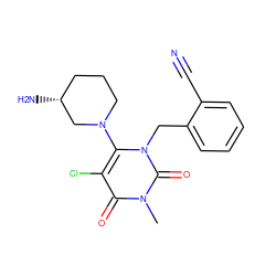 Cn1c(=O)c(Cl)c(N2CCC[C@@H](N)C2)n(Cc2ccccc2C#N)c1=O ZINC000066101955