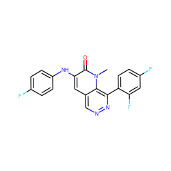 Cn1c(=O)c(Nc2ccc(F)cc2)cc2cnnc(-c3ccc(F)cc3F)c21 ZINC000064426564