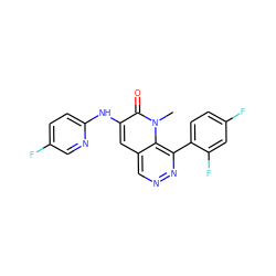 Cn1c(=O)c(Nc2ccc(F)cn2)cc2cnnc(-c3ccc(F)cc3F)c21 ZINC000064416940