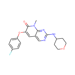 Cn1c(=O)c(Oc2ccc(F)cc2)cc2cnc(NC3CCOCC3)nc21 ZINC000071297127