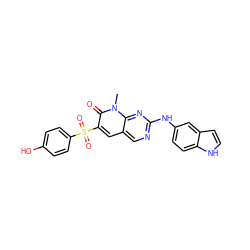 Cn1c(=O)c(S(=O)(=O)c2ccc(O)cc2)cc2cnc(Nc3ccc4[nH]ccc4c3)nc21 ZINC000198725367