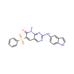 Cn1c(=O)c(S(=O)(=O)c2ccccc2)cc2cnc(Nc3ccc4[nH]ccc4c3)nc21 ZINC000117717848