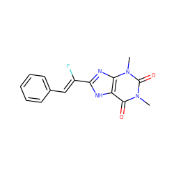 Cn1c(=O)c2[nH]c(/C(F)=C/c3ccccc3)nc2n(C)c1=O ZINC000013826927