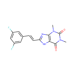 Cn1c(=O)c2[nH]c(/C=C/c3cc(F)cc(F)c3)nc2n(C)c1=O ZINC000013826969