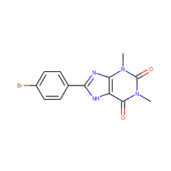 Cn1c(=O)c2[nH]c(-c3ccc(Br)cc3)nc2n(C)c1=O ZINC000026017457