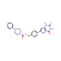 Cn1c(=O)c2[nH]c(-c3ccc(COC(=O)N4CCN(c5ccccc5)CC4)cc3)cc2n(C)c1=O ZINC000040880828