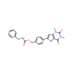 Cn1c(=O)c2[nH]c(-c3ccc(COC(=O)NCc4ccccc4)cc3)cc2n(C)c1=O ZINC000040394461