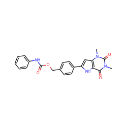 Cn1c(=O)c2[nH]c(-c3ccc(COC(=O)Nc4ccccc4)cc3)cc2n(C)c1=O ZINC000040896956