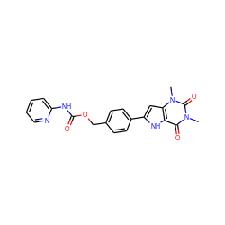 Cn1c(=O)c2[nH]c(-c3ccc(COC(=O)Nc4ccccn4)cc3)cc2n(C)c1=O ZINC000040881089