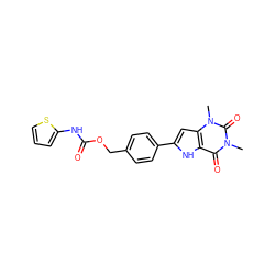 Cn1c(=O)c2[nH]c(-c3ccc(COC(=O)Nc4cccs4)cc3)cc2n(C)c1=O ZINC000040881085