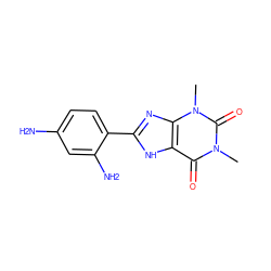 Cn1c(=O)c2[nH]c(-c3ccc(N)cc3N)nc2n(C)c1=O ZINC000026015774