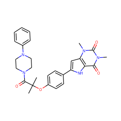 Cn1c(=O)c2[nH]c(-c3ccc(OC(C)(C)C(=O)N4CCN(c5ccccc5)CC4)cc3)cc2n(C)c1=O ZINC000029061398