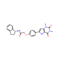 Cn1c(=O)c2[nH]c(-c3ccc(OCC(=O)N[C@@H]4CCc5ccccc54)cc3)cc2n(C)c1=O ZINC000013678789