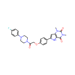 Cn1c(=O)c2[nH]c(-c3ccc(OCC(=O)N4CCN(c5ccc(F)cc5)CC4)cc3)cc2n(C)c1=O ZINC000029059606