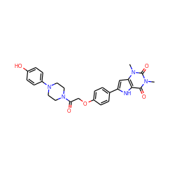 Cn1c(=O)c2[nH]c(-c3ccc(OCC(=O)N4CCN(c5ccc(O)cc5)CC4)cc3)cc2n(C)c1=O ZINC000029061497