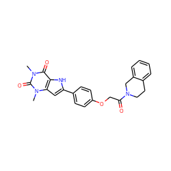 Cn1c(=O)c2[nH]c(-c3ccc(OCC(=O)N4CCc5ccccc5C4)cc3)cc2n(C)c1=O ZINC000029057258