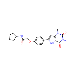 Cn1c(=O)c2[nH]c(-c3ccc(OCC(=O)NC4CCCC4)cc3)cc2n(C)c1=O ZINC000013678800