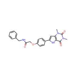 Cn1c(=O)c2[nH]c(-c3ccc(OCC(=O)NCc4ccccc4)cc3)cc2n(C)c1=O ZINC000013678871