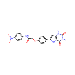 Cn1c(=O)c2[nH]c(-c3ccc(OCC(=O)Nc4ccc([N+](=O)[O-])cc4)cc3)cc2n(C)c1=O ZINC000013678785