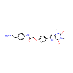 Cn1c(=O)c2[nH]c(-c3ccc(OCC(=O)Nc4ccc(CCN)cc4)cc3)cc2n(C)c1=O ZINC000028566501