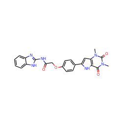 Cn1c(=O)c2[nH]c(-c3ccc(OCC(=O)Nc4nc5ccccc5[nH]4)cc3)cc2n(C)c1=O ZINC000013678912