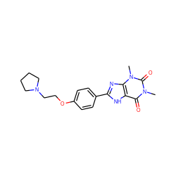 Cn1c(=O)c2[nH]c(-c3ccc(OCCN4CCCC4)cc3)nc2n(C)c1=O ZINC000103269590