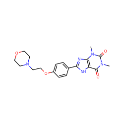 Cn1c(=O)c2[nH]c(-c3ccc(OCCN4CCOCC4)cc3)nc2n(C)c1=O ZINC000103269588