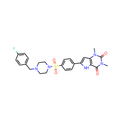 Cn1c(=O)c2[nH]c(-c3ccc(S(=O)(=O)N4CCN(Cc5ccc(F)cc5)CC4)cc3)cc2n(C)c1=O ZINC000036190452