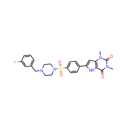 Cn1c(=O)c2[nH]c(-c3ccc(S(=O)(=O)N4CCN(Cc5cccc(F)c5)CC4)cc3)cc2n(C)c1=O ZINC000034800781