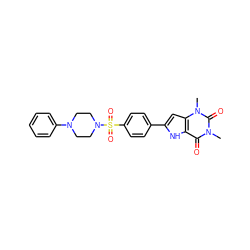 Cn1c(=O)c2[nH]c(-c3ccc(S(=O)(=O)N4CCN(c5ccccc5)CC4)cc3)cc2n(C)c1=O ZINC000036190455