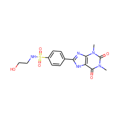 Cn1c(=O)c2[nH]c(-c3ccc(S(=O)(=O)NCCO)cc3)nc2n(C)c1=O ZINC000035847071