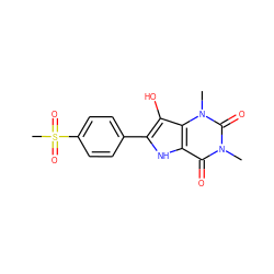 Cn1c(=O)c2[nH]c(-c3ccc(S(C)(=O)=O)cc3)c(O)c2n(C)c1=O ZINC000040864019