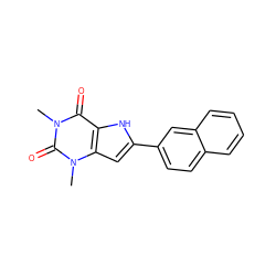 Cn1c(=O)c2[nH]c(-c3ccc4ccccc4c3)cc2n(C)c1=O ZINC000012405599