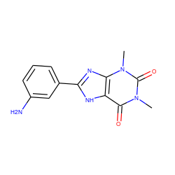 Cn1c(=O)c2[nH]c(-c3cccc(N)c3)nc2n(C)c1=O ZINC000026014982