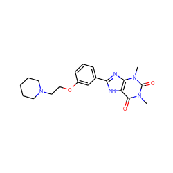 Cn1c(=O)c2[nH]c(-c3cccc(OCCN4CCCCC4)c3)nc2n(C)c1=O ZINC000045495942