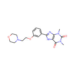 Cn1c(=O)c2[nH]c(-c3cccc(OCCN4CCOCC4)c3)nc2n(C)c1=O ZINC000040424054