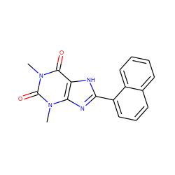 Cn1c(=O)c2[nH]c(-c3cccc4ccccc34)nc2n(C)c1=O ZINC000026015800