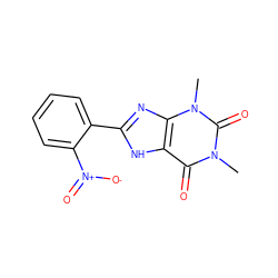 Cn1c(=O)c2[nH]c(-c3ccccc3[N+](=O)[O-])nc2n(C)c1=O ZINC000001556746