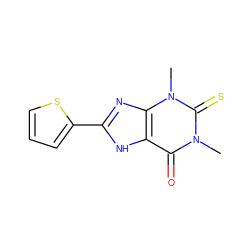 Cn1c(=O)c2[nH]c(-c3cccs3)nc2n(C)c1=S ZINC000029488034