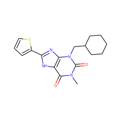 Cn1c(=O)c2[nH]c(-c3cccs3)nc2n(CC2CCCCC2)c1=O ZINC000045358592