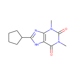 Cn1c(=O)c2[nH]c(C3CCCC3)nc2n(C)c1=O ZINC000015880093