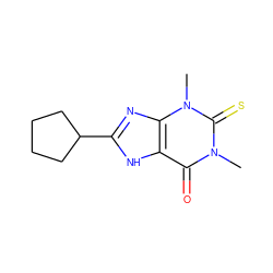 Cn1c(=O)c2[nH]c(C3CCCC3)nc2n(C)c1=S ZINC000029551608